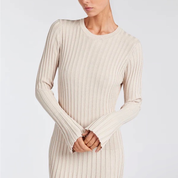 ADA STONE LONG SLEEVE MIDI DRESS - Picture 2 of 8